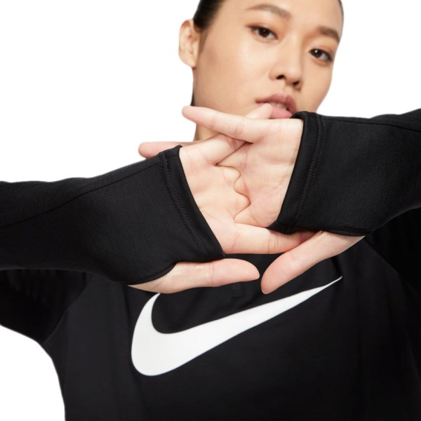 Nike Midlayer Swoosh 1/4 Zip Womens Long Sleeve Running Top - Black