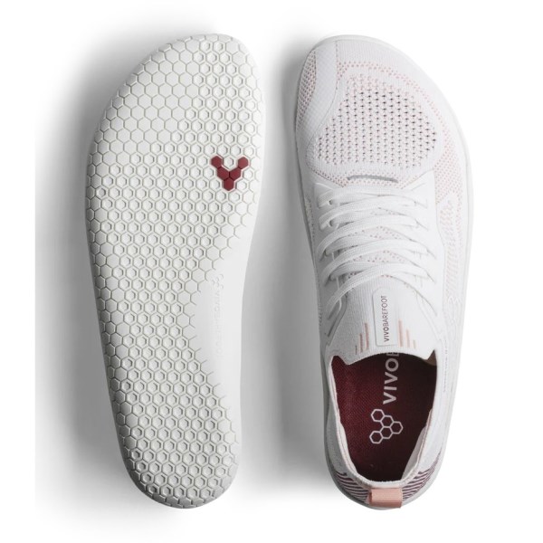 Vivobarefoot Primus Lite Knit - Womens Running Shoes - White/Peach Melba