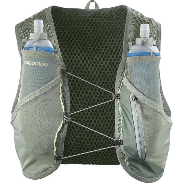 Salomon Active Skin 8 Set - Unisex Trail Running Vest With Flasks - Laurel Wreath/Lily Pad/Aloe Wash