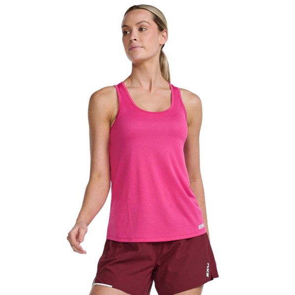 2XU Aero Womens Running Singlet - Fuchsia/White Reflective