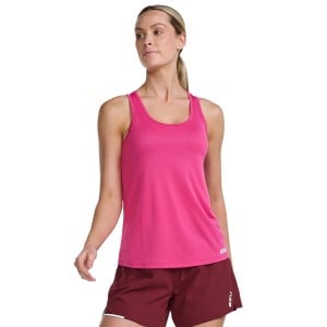 2XU Aero Womens Running Singlet - Fuchsia/White Reflective