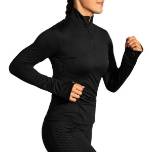 Brooks 1/2 Zip Womens Long Sleeve Running Shirt - Black