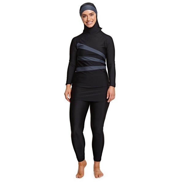 Zoggs Meelup 3 Piece Womens Modesty Swimsuit - Black/Grey