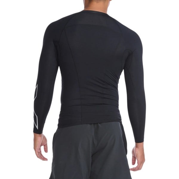2XU Core Compression Mens Long Sleeve Running Top - Black/Silver