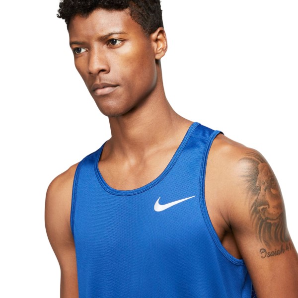 Nike Dri-Fit Breathe Mens Running Tank Top - Indigo Force/Reflective Silver