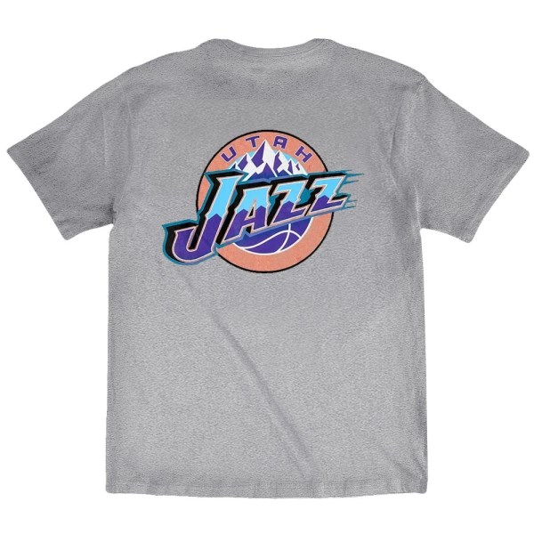 Mitchell & Ness Retro Repeat Utah Jazz Mens Basketball T-Shirt - Grey