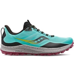 Saucony Peregrine 12 - Womens Trail Running Shoes - Cool Mint/Acid
