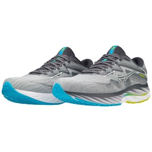 Mizuno Wave Rider 27 - Mens Running Shoes - Pearl Blue/White/Bolt