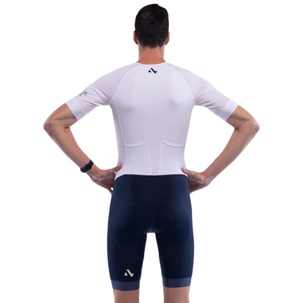 Sub4 Sleeved Mens Triathlon Speedsuit - White/Navy