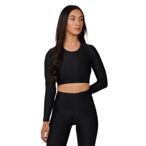 o2fit Womens Compression Long Sleeve Crop Top