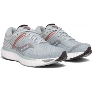 Saucony Triumph 17 - Womens Running Shoes - Sky Grey/Coral