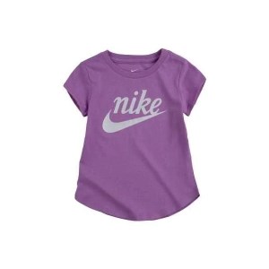Nike Futura Script Logo Kids Girls T-Shirt - Violet Shock