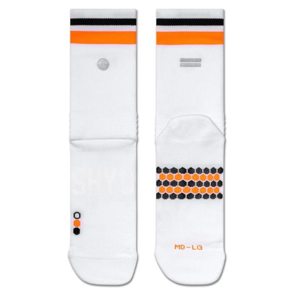 Shyu Half Crew Racing Socks - White/Orange/Black