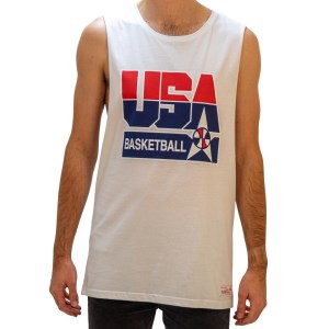 Mitchell & Ness USA 1992 Dream Team Mens Basketball Muscle Tank - White