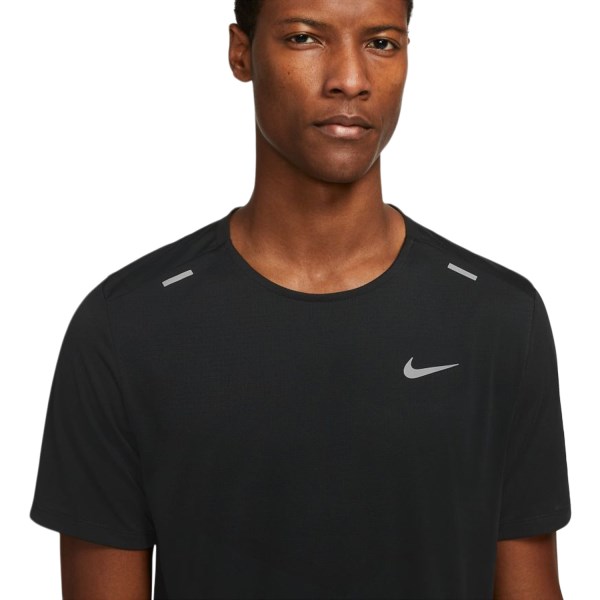 Nike Dri-Fit Rise 365 - Mens Running T-Shirt - Black/Reflective Silver