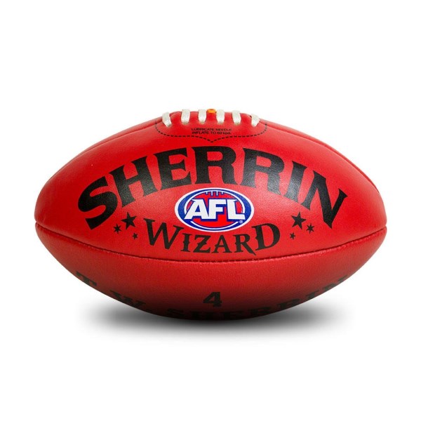 Sherrin Wizard Leather Football - Size 4 - Red