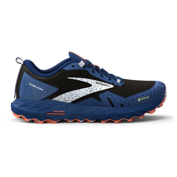 Brooks Cascadia 17 GTX - Mens Trail Running Shoes - Black/Blue/Firecracker