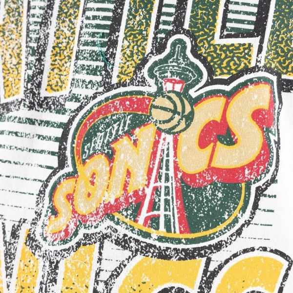 Mitchell & Ness Seattle Supersonics Incline Stack Mens T-Shirt - Vintage White