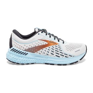 Brooks Adrenaline GTS 21 - Womens Running Shoes - White/Alloy/Light Blue