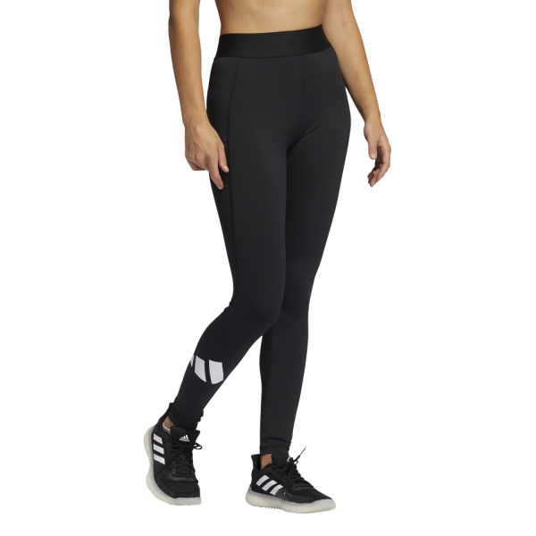 Adidas Techfit Life Mid-Rise Badge Of Sport Womens Long Training Tights - Black/Black/White