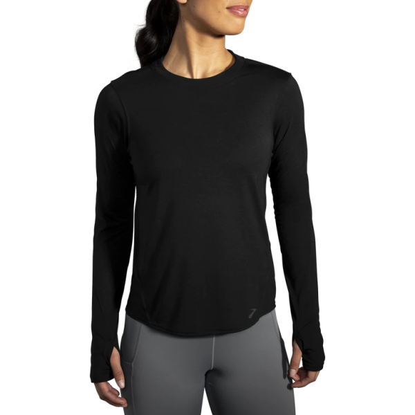 Brooks Distance Womens Long Sleeve Running T-Shirt - Black