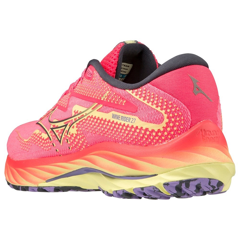 Mizuno Wave Rider 27 - Womens Running Shoes - High Vis Pink/Ombre Blue ...