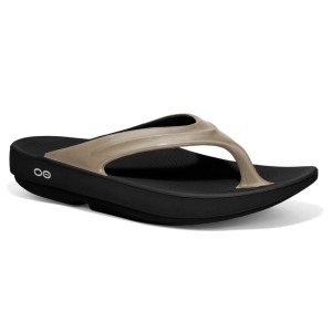 OOFOS OOlala Luxe - Womens Recovery Thongs - Black/Latte