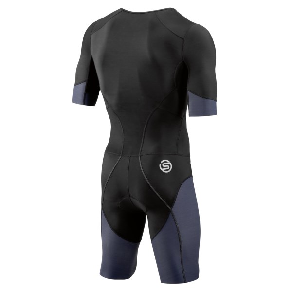 Skins DNAmic Triathlon Mens Compression Short Sleeve Suit with Front Zip - Black/Carbon