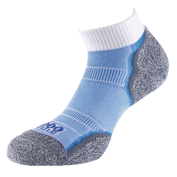1000 Mile Breeze Anklet Womens Sports Socks - Double Layer, Anti Blister - White/Blue
