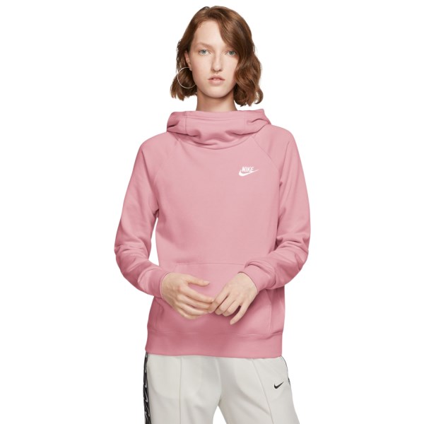 Nike Sportswear Essential Fleece Funnel-Neck Womens Hoodie - Pink Glaze/White