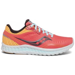 Saucony Kinvara 11 - Womens Running Shoes - Coral/Yellow/Blue
