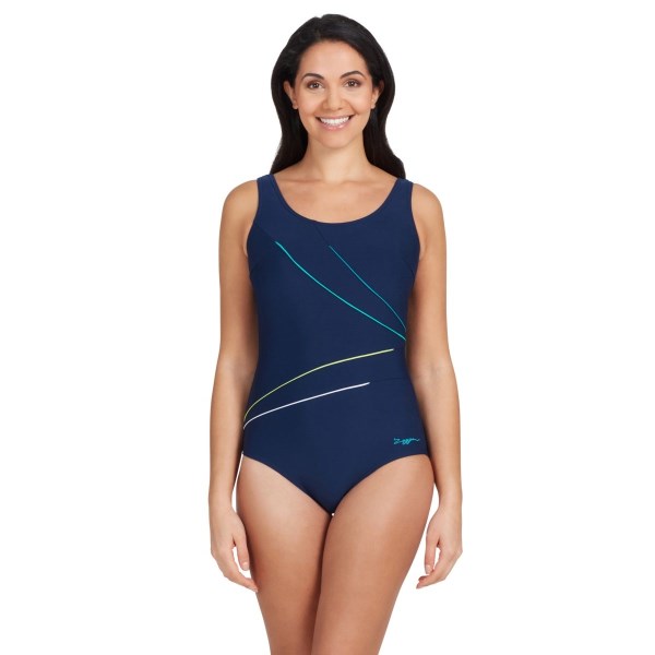 Zoggs Ecolast+ Macmaster Scoopback Womens One Piece Swimsuit - Navy/Petrol