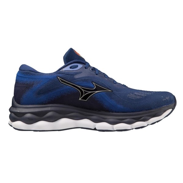 Mizuno Wave Sky 7 - Mens Running Shoes - Blue Depths/Silver/Neon Flame