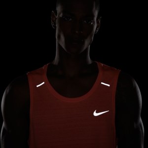 Nike Dri-Fit Miler Mens Running Tank Top - Bright Mango/Reflective Silver