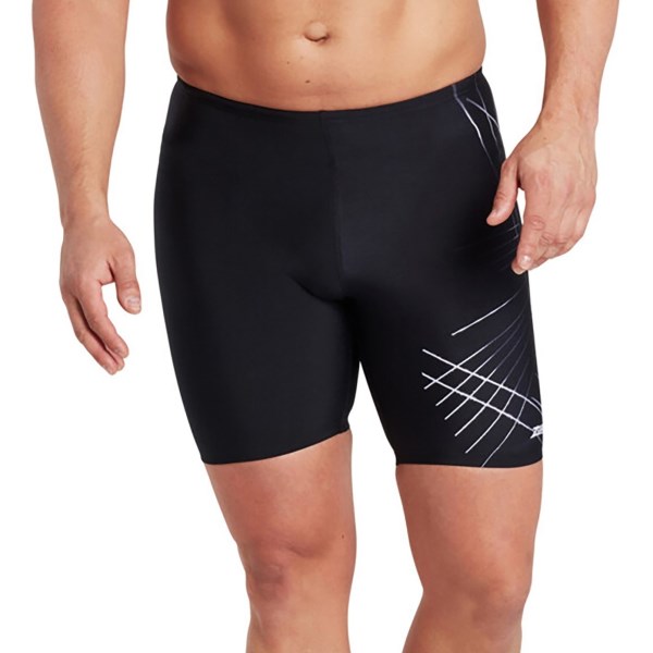 Zoggs Ecolast+ Etch Mid Mens Swimming Jammer - Black