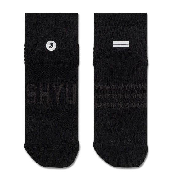 Shyu Quarter Crew Racing Socks - Black/Black/Black