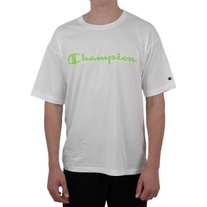 Champion EU Legacy Script Mens T-Shirt - White/Green