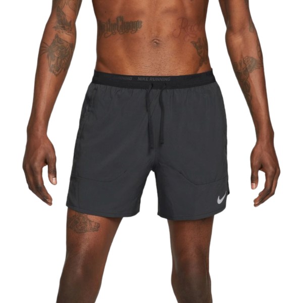 Nike Dri-Fit Stride 5 Inch Brief-Lined Mens Running Shorts - Triple Black/Reflective Silver