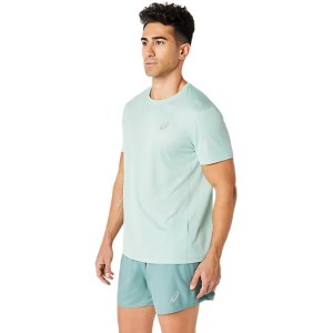 Asics Silver Mens Short Sleeve Running T-Shirt - Light Celadon