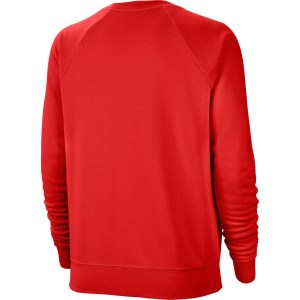 Nike Sportswear Essential Fleece Crew Womens Sweatshirt - Chile Red/White