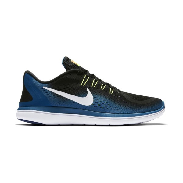 Nike Flex 2017 RN - Mens Running Shoes - Black/White/Industrial Blue/Blue Legend