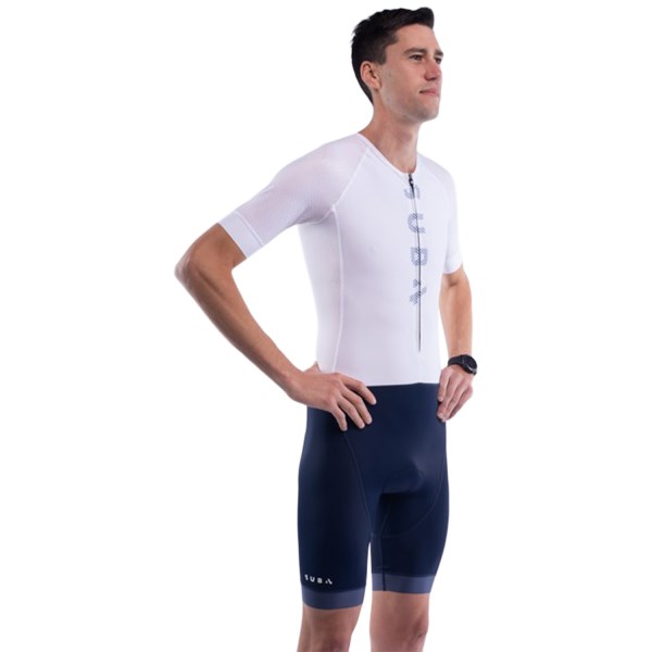 Sub4 Sleeved Mens Triathlon Speedsuit - White/Navy