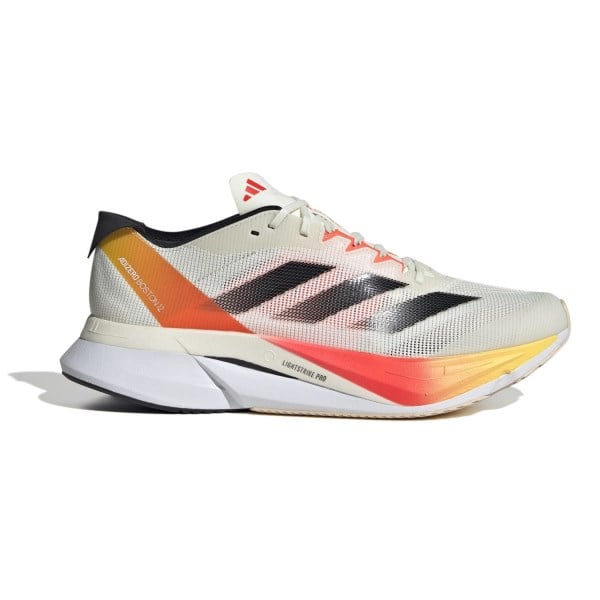 Adidas Adizero Boston 12 - Mens Running Shoes - Ivory/Core Black/Solar Red