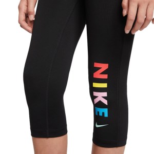 Nike One Capri Kids Girls Training Tights - Black/White/Track Red