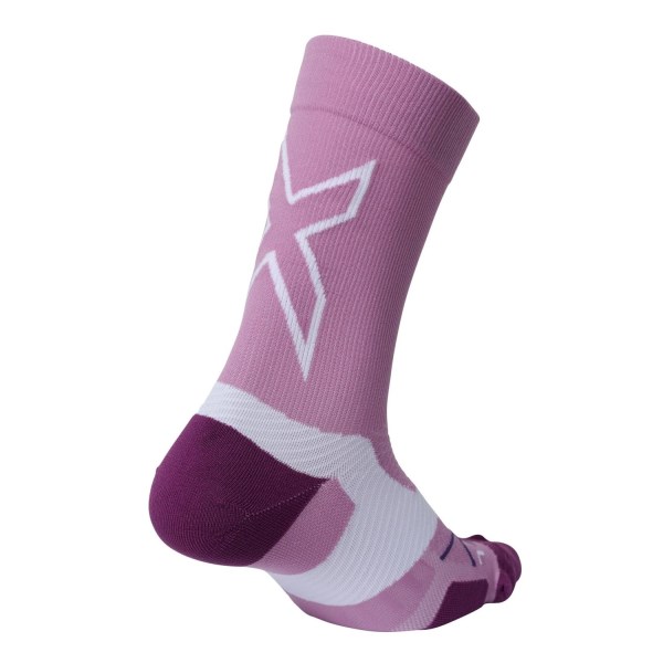 2XU Vectr Light Cushion Crew Running Socks - Pastel Pink/Wood Violet