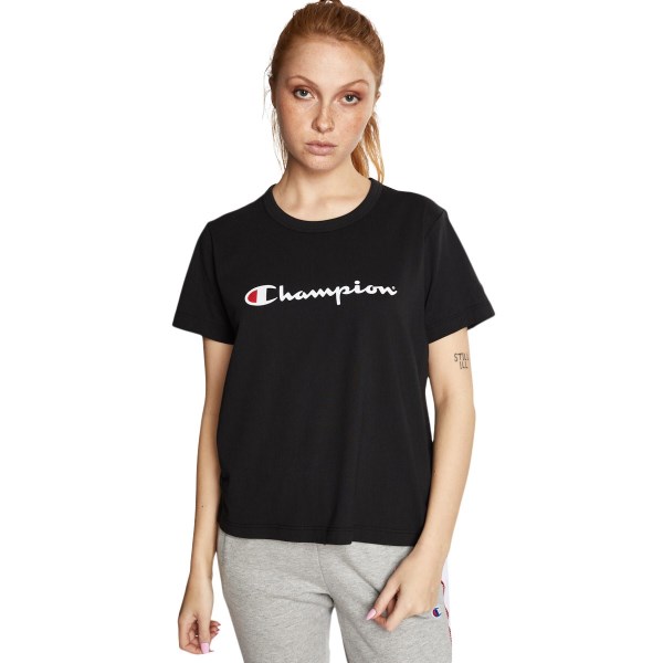 Champion Script Womens Crop T-Shirt - Black