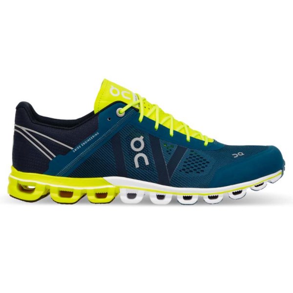 On Cloudflow Classic - Mens Running Shoes - Petrol/Neon