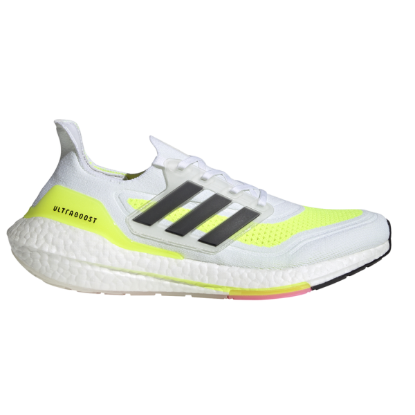 Adidas UltraBoost 21 - Womens Running Shoes - White/Black/Solar Yellow