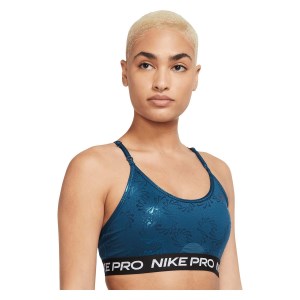 Nike Dri-Fit Pro Indy Strappy Sparkle Womens Sports Bra - Valerian Blue/Black
