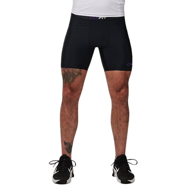 o2fit Mens Compression Half Quad Shorts - Black